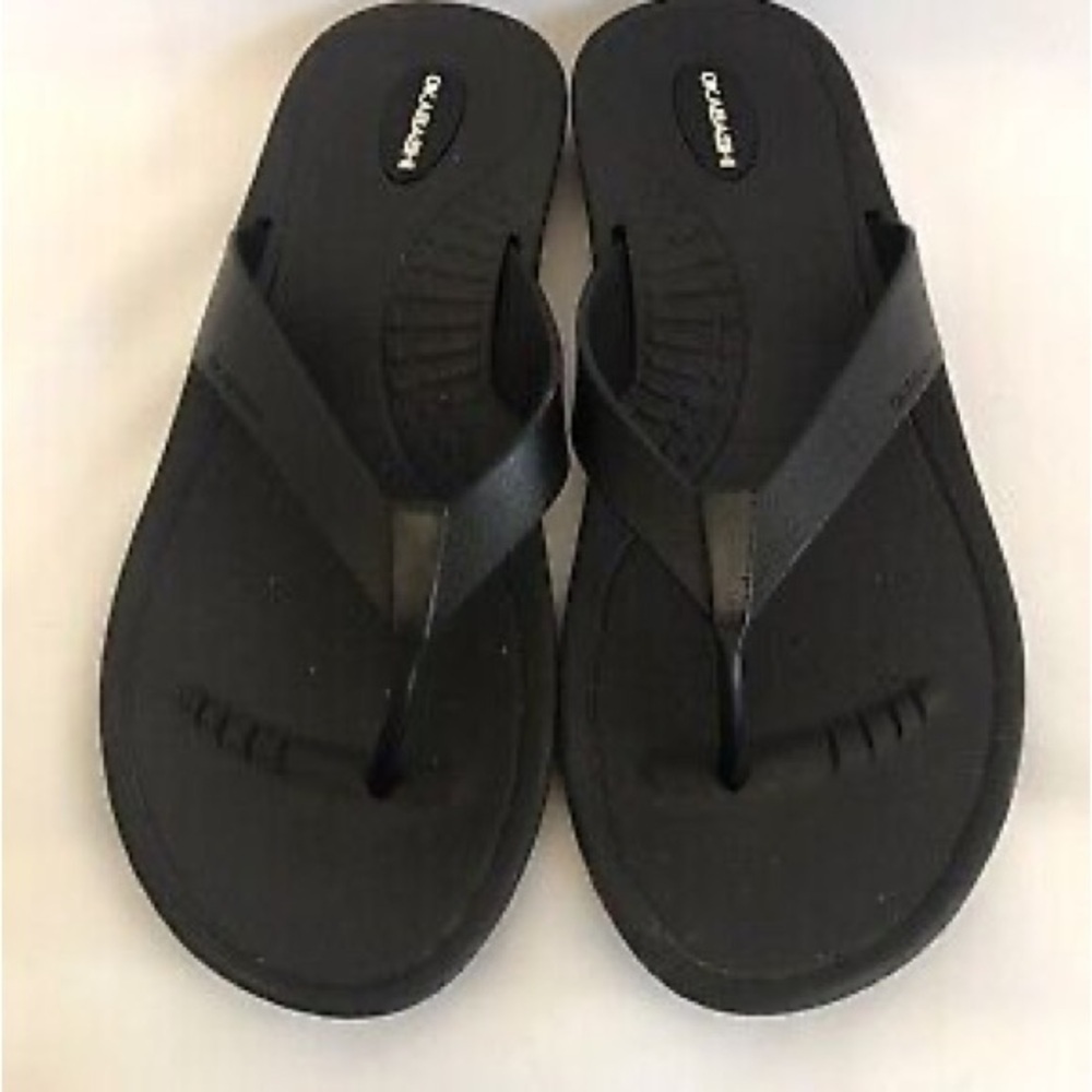 Okabashi Womens XL Black Rubber Slip On Flip Flops Thongs Sandals Casual T26